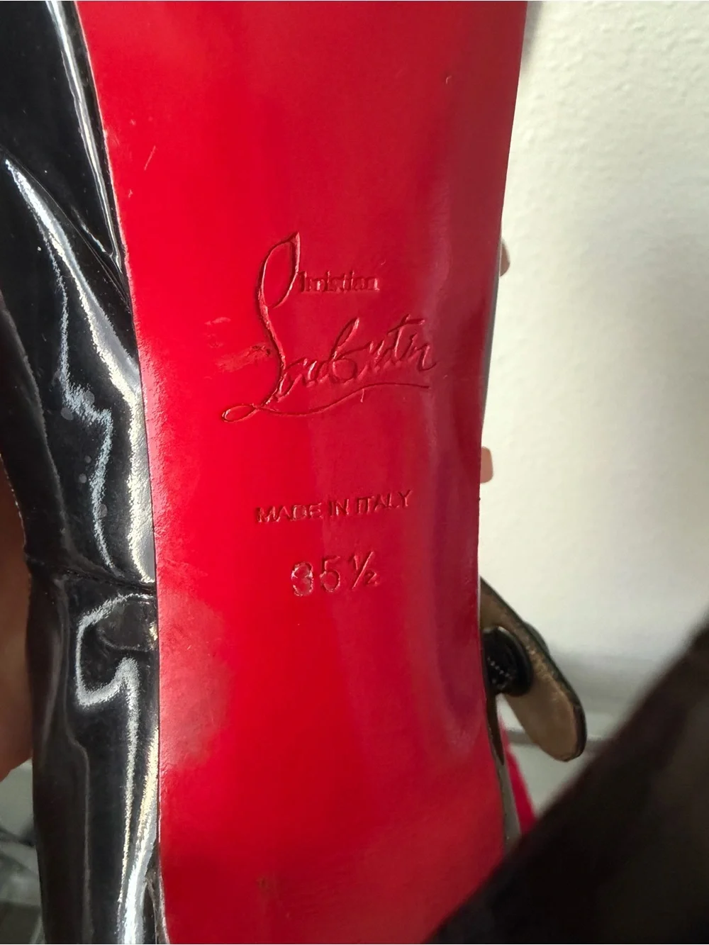 Christian Louboutin Black Patent Mary Jane Pumps with Signature Red Soles